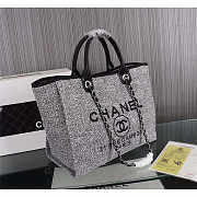 Chanel Deauville Tote Woven Large Charcoal Black 38x29x17cm - 2