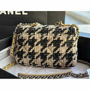 Chanel 19 Flap Bag Quilted Tweed Medium Beige And Black 26cm - 4