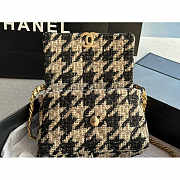 Chanel 19 Flap Bag Quilted Tweed Medium Beige And Black 26cm - 2