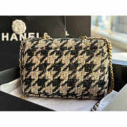 Chanel 19 Tweed Quilted Large Flap Beige And Black 30cm - 5