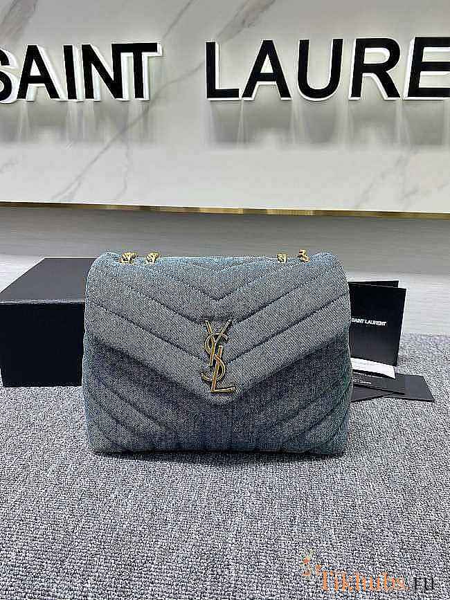 YSL Loulou Denim Gold Bag 25cm - 1