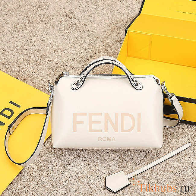 Fendi Medium By The Way Leather Boston Bag White 27x15x13cm - 1