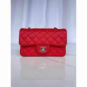 Chanel Red Caviar Silver Rectangular Flap Bag 20cm - 1