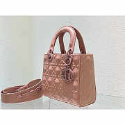 Dior Small Lady ABC Calfskin Diamond Rose Pink 20x17x9cm - 4