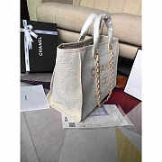 Chanel Deauville Chain Bag Cream White Women Tweed Tote 39x20x30cm - 4