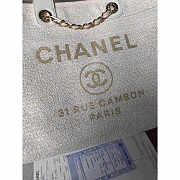 Chanel Deauville Chain Bag Cream White Women Tweed Tote 39x20x30cm - 2