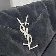 YSL LouLou Puffer Shoulder Bag Quilted Suede Black 29x17x11cm - 5