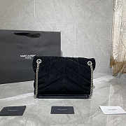 YSL LouLou Puffer Shoulder Bag Quilted Suede Black 29x17x11cm - 4