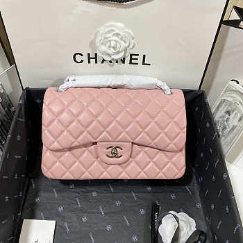 Chanel Flap Bag Jumbo Lambskin Silver Pink 30cm