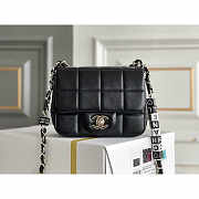 Chanel Monaco Mini Square Flap Bag Black Lambskin 16.5x13.x8cm - 1