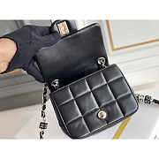 Chanel Monaco Mini Square Flap Bag Black Lambskin 16.5x13.x8cm - 4