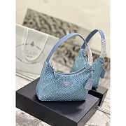 Prada Bag Blue Satin Crystal Mini Bag 23x13x5cm - 5