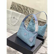 Prada Bag Blue Satin Crystal Mini Bag 23x13x5cm - 3