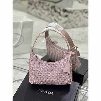 Prada Bag Pink Satin Crystal Mini Bag 23x13x5cm