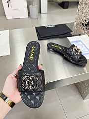 Chanel 23P Gold CC Mules Slide Sandal Black - 6