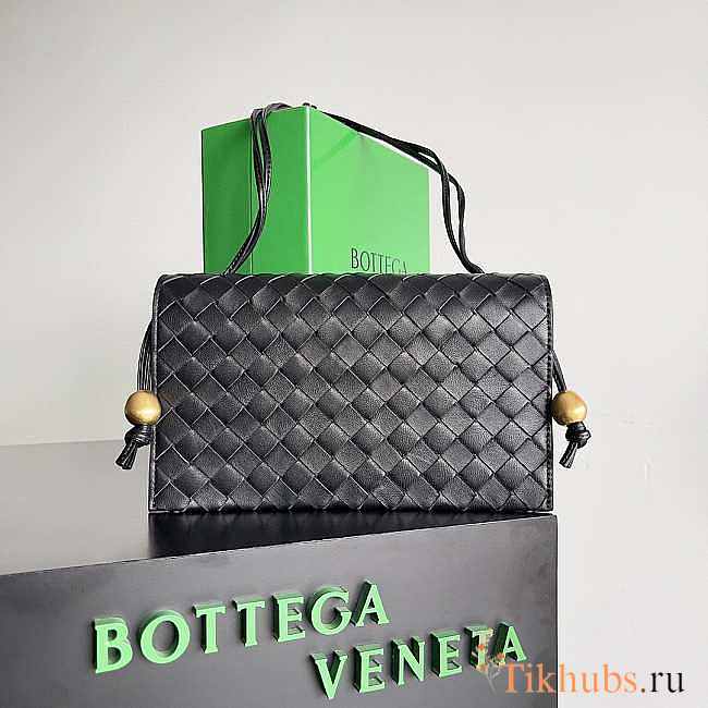 Bottega Veneta Trio Pouch On Strap Black 25x14.5x5cm - 1