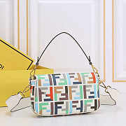 Fendi Baguette Multicolor Canvas Bag With FF Embroidery 27x15x6cm - 5