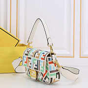 Fendi Baguette Multicolor Canvas Bag With FF Embroidery 27x15x6cm - 3