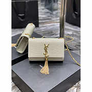 YSL Kate Crocodile White Gold 20x13.5x5.5cm - 1