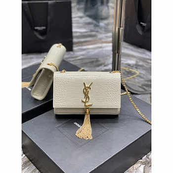 YSL Kate Crocodile White Gold 20x13.5x5.5cm