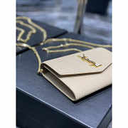 YSL Uptown Chain Wallet Gold Beige 19x12x4cm - 6