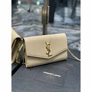 YSL Uptown Chain Wallet Gold Beige 19x12x4cm - 5