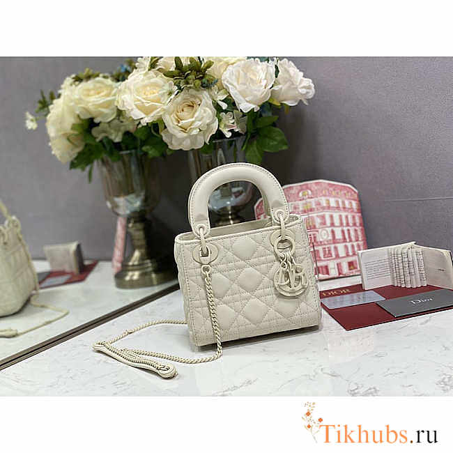 Dior Mini Lady Dior Bag Latte White 17cm - 1