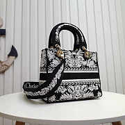 Dior Medium Lady D-lite Black and White Ornamental 24x20x11cm - 5