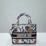 Dior Medium Lady D-Lite White Multicolor Petites Fleurs 24 x 20 x 11 cm - 1