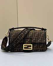 Fendi Baguette Jacquard FF Fabric Bag 27x15x6cm - 1