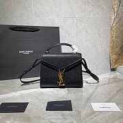 YSL Cassandra Mini Top Handle Black Grain Leather 20×16×7.5cm - 1