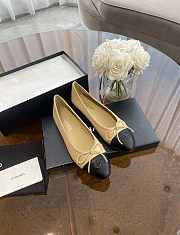 Chanel Ballerina Flat Beige Black - 1