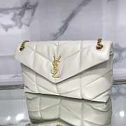 YSL Puffer Bag In Lambskin White 35x23x13.5cm - 5
