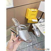 Fendi First Silver Leather High-Heeled Sandals 10cm - 1