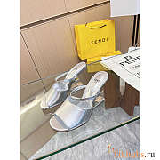 Fendi First Silver Leather High-Heeled Sandals 10cm - 4