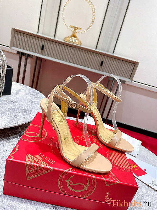 Christian Louboutin Queen Ankle Strap Sandal Beige Heel 10cm - 1