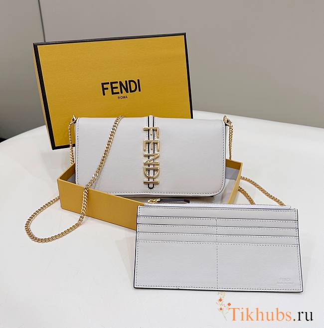 Fendi Fendigraphy Wallet On Chain White 21.5x14.5x11cm - 1