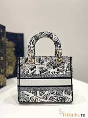 Dior Medium Lady D-lite White and Black Plan de Paris 24 x 20 x 11 cm - 3