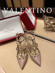 Valentino Rockstub Sandals Pink Nude Heel 9cm - 4