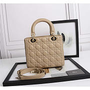 Dior Medium Lady Bag Sand Pink Cannage Lambskin 24x20x11cm - 3