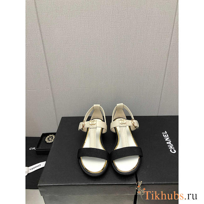 Chanel Party Style Logo Sandals Black and White - 1