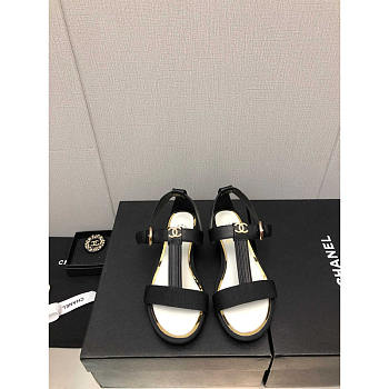 Chanel Party Style Logo Sandals Black