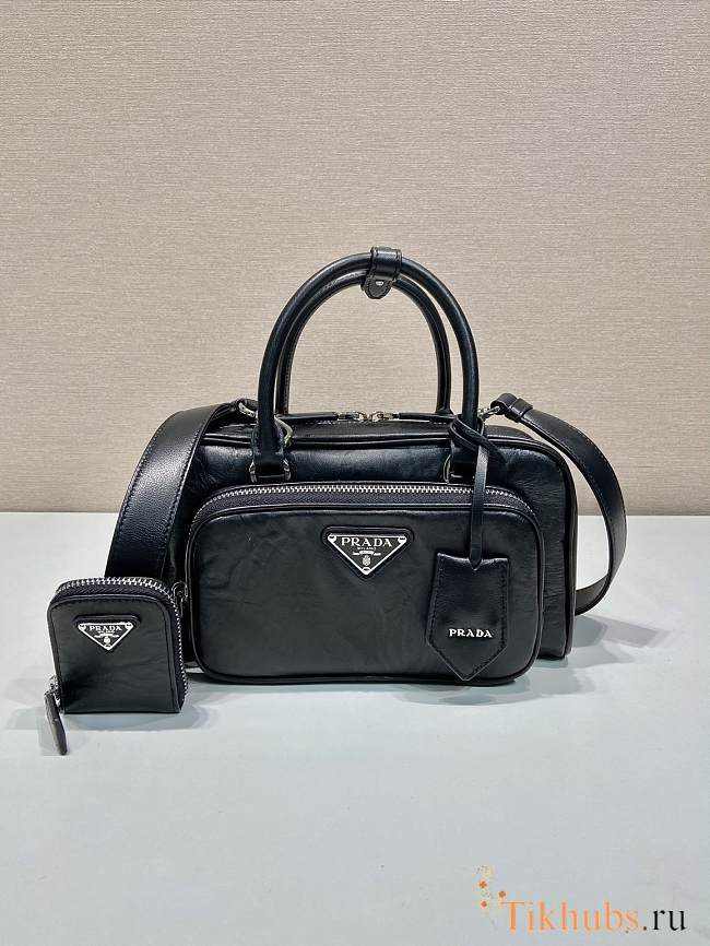 Prada Antique Nappa Top-handle Bag Black 24x12.5x7cm - 1