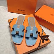 Hermes Flat Slides Blue - 1