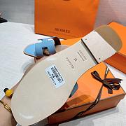 Hermes Flat Slides Blue - 6