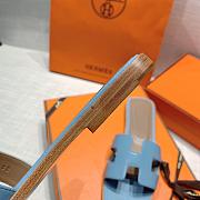 Hermes Flat Slides Blue - 5