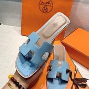 Hermes Flat Slides Blue - 4