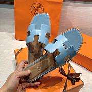 Hermes Flat Slides Blue - 3