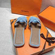 Hermes Flat Slides Blue - 2