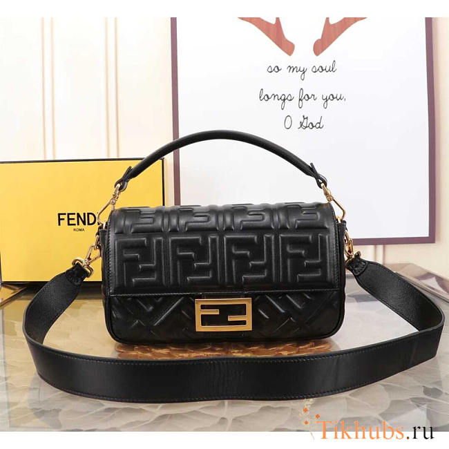 Fendi Baguette Black Leather Bag 27x15x6cm - 1